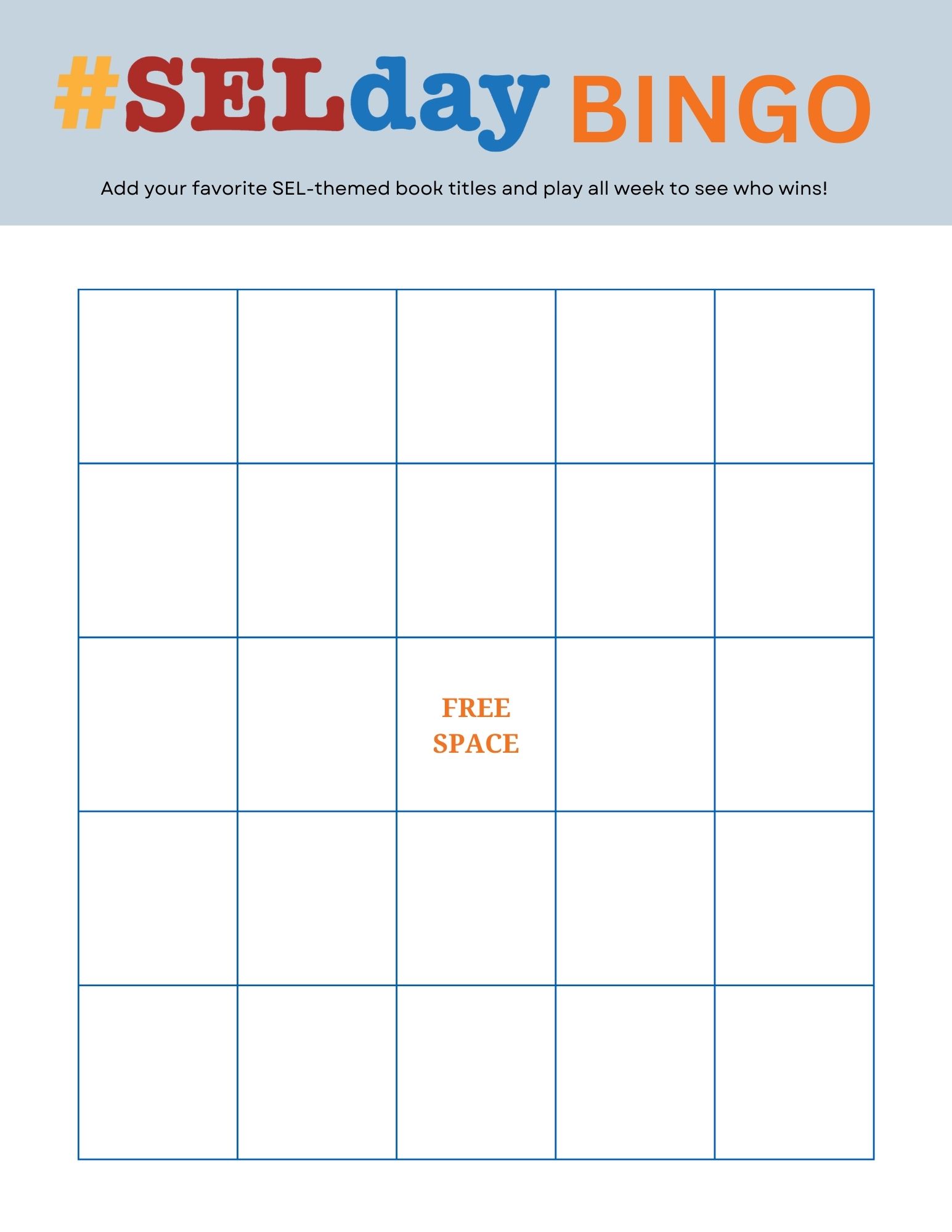 BINGO SEL Day Bingo Card