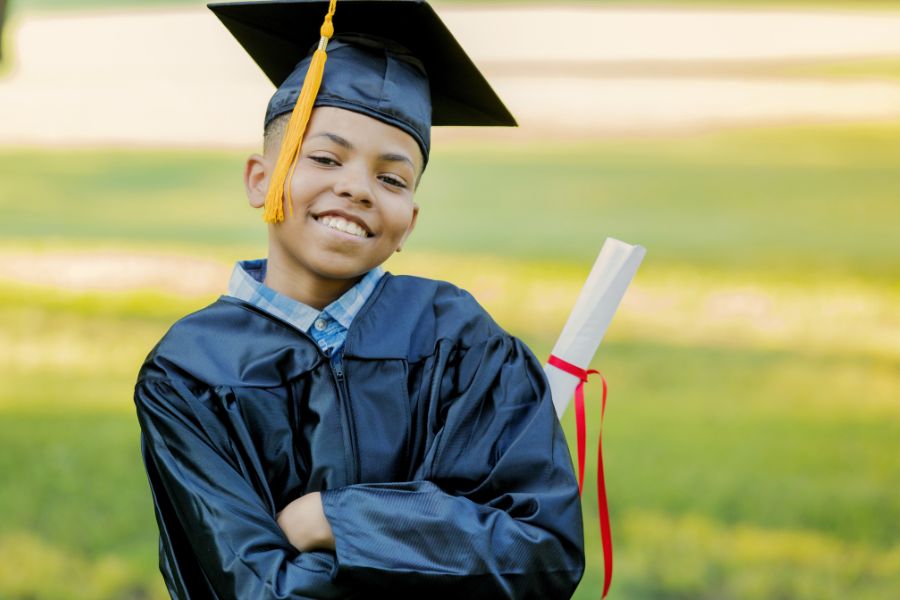 Career Readiness Child in graduation gown.
