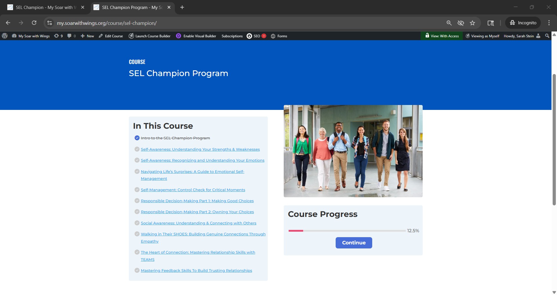 Screenshot of Champion program